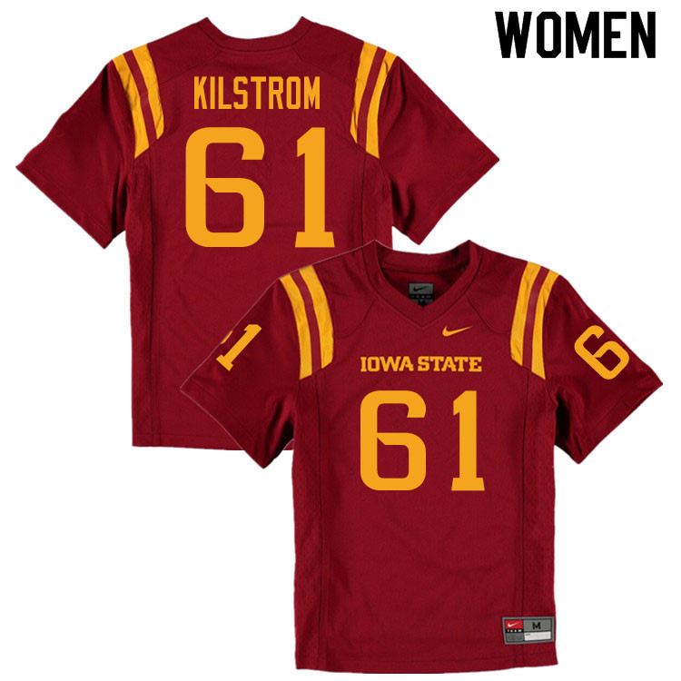 Women #61 Evan Kilstrom Iowa State Cyclones College Football Jerseys Sale-Cardinal